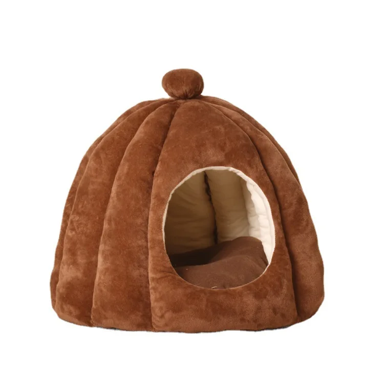 Semi-enclosed Cat Dog Bed House Pet Nest Kennel Soft Mat Pet Supplies Indoor Warm Puppy Cat Bed Cave