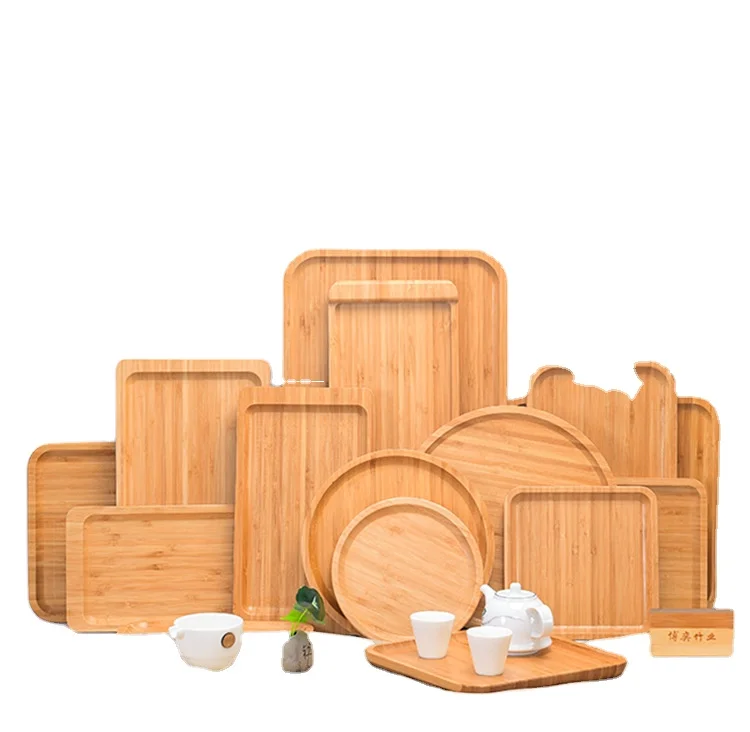 

YesJoy Eco-friendly factory wholesale bamboo dinner plate, serving trays ,can be customized, engraved logo.
