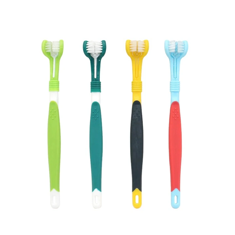 

Cross Border Stick Mouth Cleaning Care Products Plastic Environmentally Friendly Pet Dog Toothbrush, Blue,grass green,yellow,