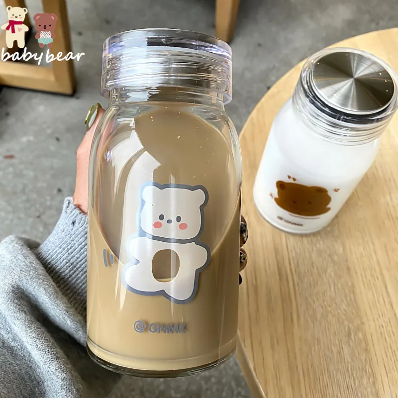 

Korean large creative milk carton water bottle for kid using, Brown and white
