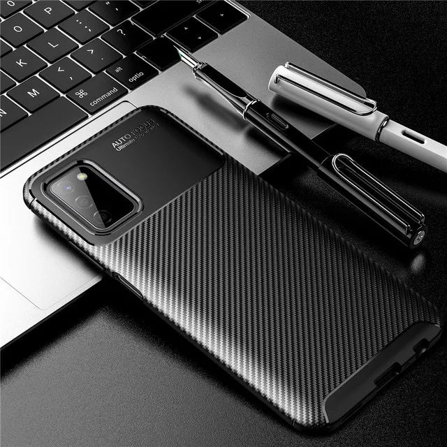 

Luxury Business Style Shockproof Protective Carbon Fiber Casing Soft Matte Silicone Back Cover For Samsung A03s Tpu Phone Case, As picture shows