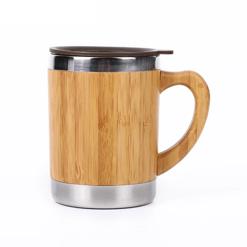 

UCHOME  Double wall stainless steel liner bamboo thermos coffee vacuum flask with tea infuser bamboo flask, As is