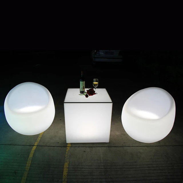 illuminated rgb 16 colors changeable outdoor plastic led cube chair furniture outdoor