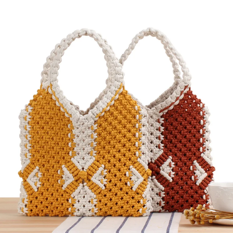 

Wholesale straw tote crochet woven clutch bag handmade women hand bags, Natural