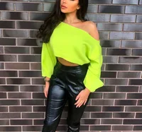 

Pullover Sweater Women Sexy Solid Crop Winter Tops Clothes For Women Fall 2019 Knitted Sweater
