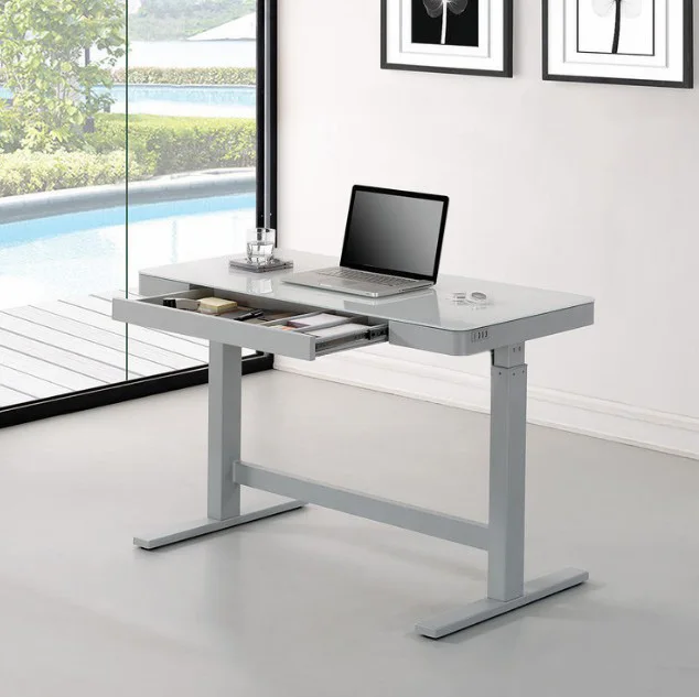 Lift Up And Down Desk Height Adjustable Electric White Raising Desk