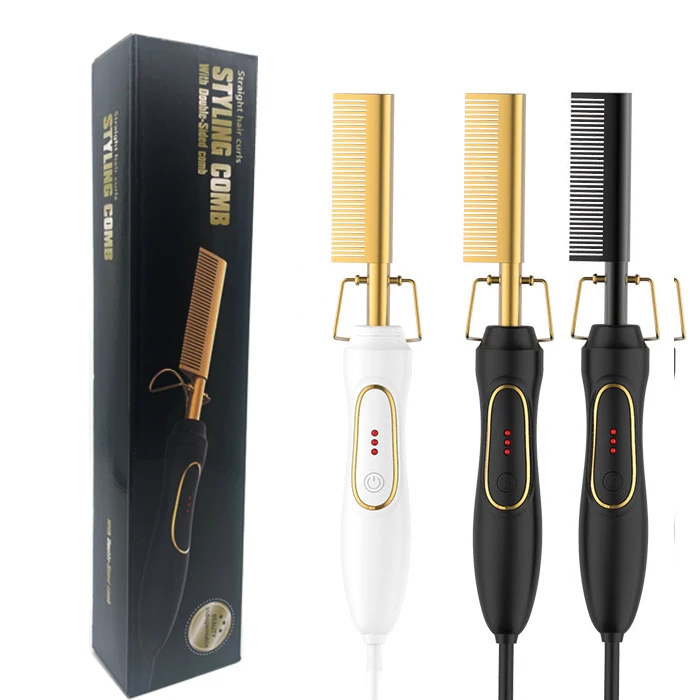 

Direct Mini Hot Comb Electric Heat Resistant Hair Combs With Factory Price, Black+gold+white