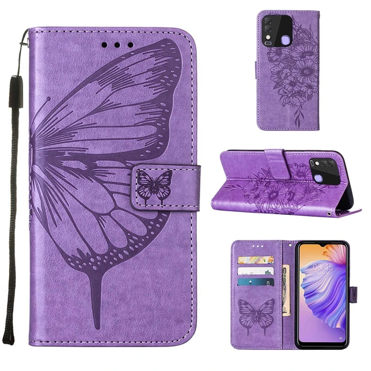 

For Tecno Pova 2 Spark 8 Fashion Butterfly Print Wallet Leather Case Flower Flip Phone Skin Cover