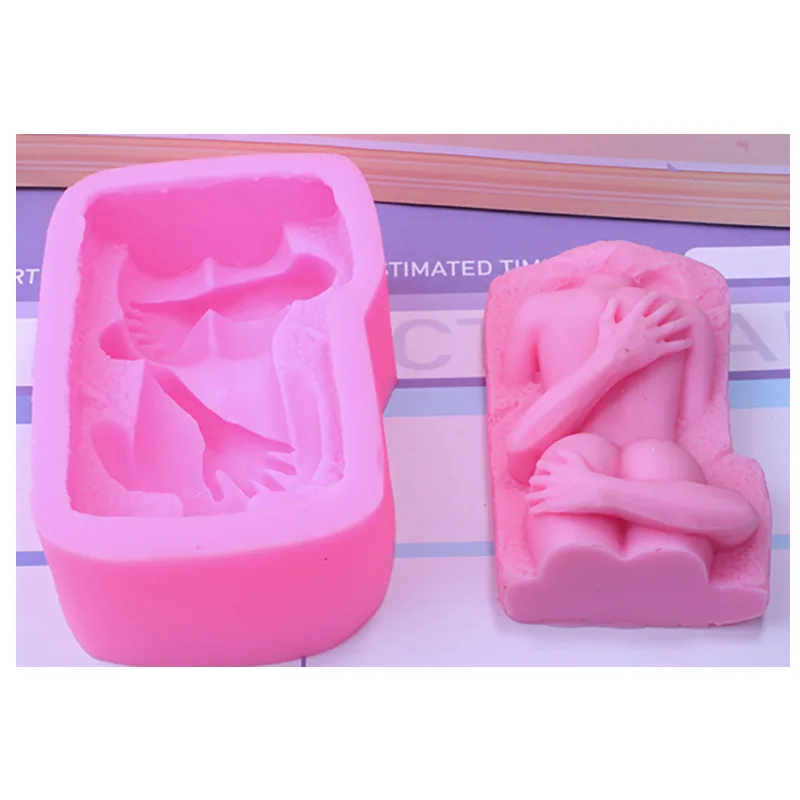 

1855 Hug Body Silicone Mold DIY Soap Candle Mold Fondant Cake Decorating Mold, Pink