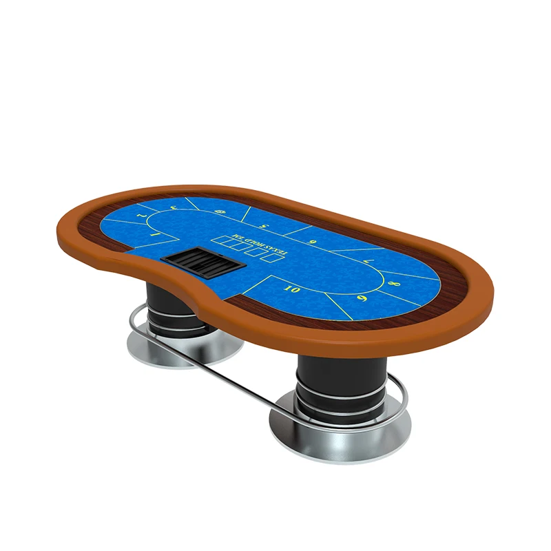 

YH Customized Service High Quality Texas Poker Table With Stainless Steel Round Legs For Casino