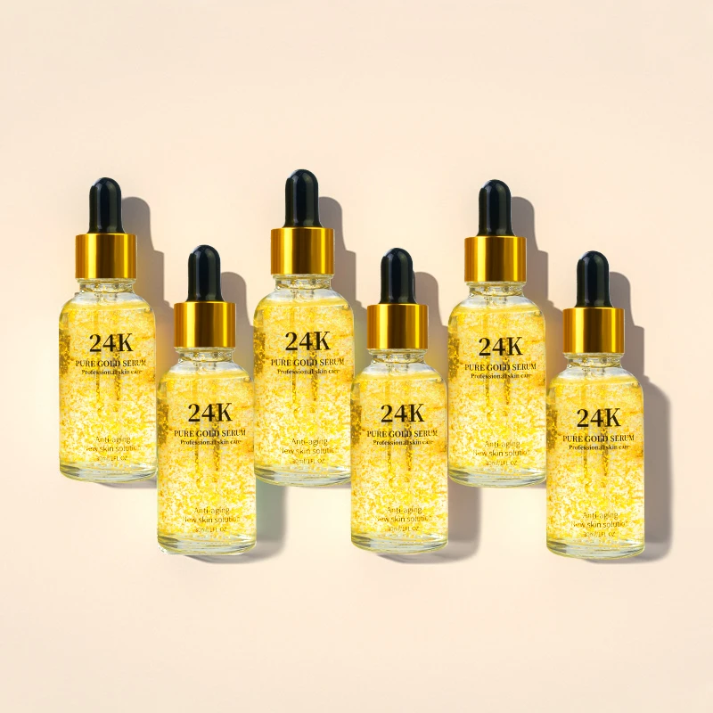 

Customized Private Label 24K Gold Facial Serum Anti-Aging Anti-Wrinkle Whitening Moisturizing Skin Care Vitamin C 24K Gold Serum