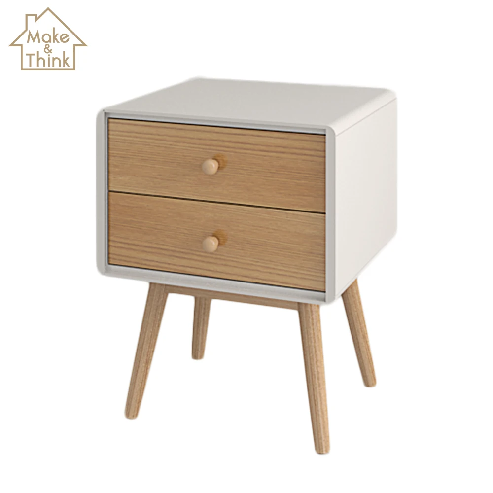 
White nightstands pine legs bedside table bedroom furniture comodino 