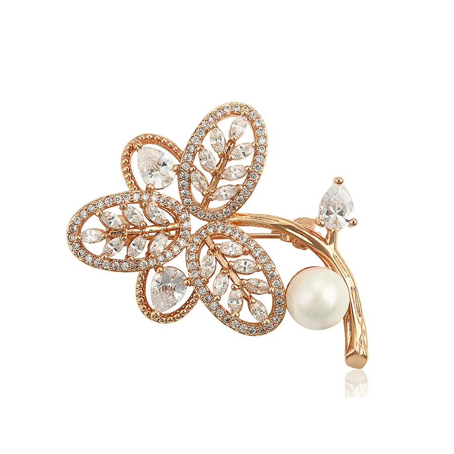 

brooches-390 xuping Latest Design Christmas Promotion Flower full leaf synthesis pearl brooch jewelry