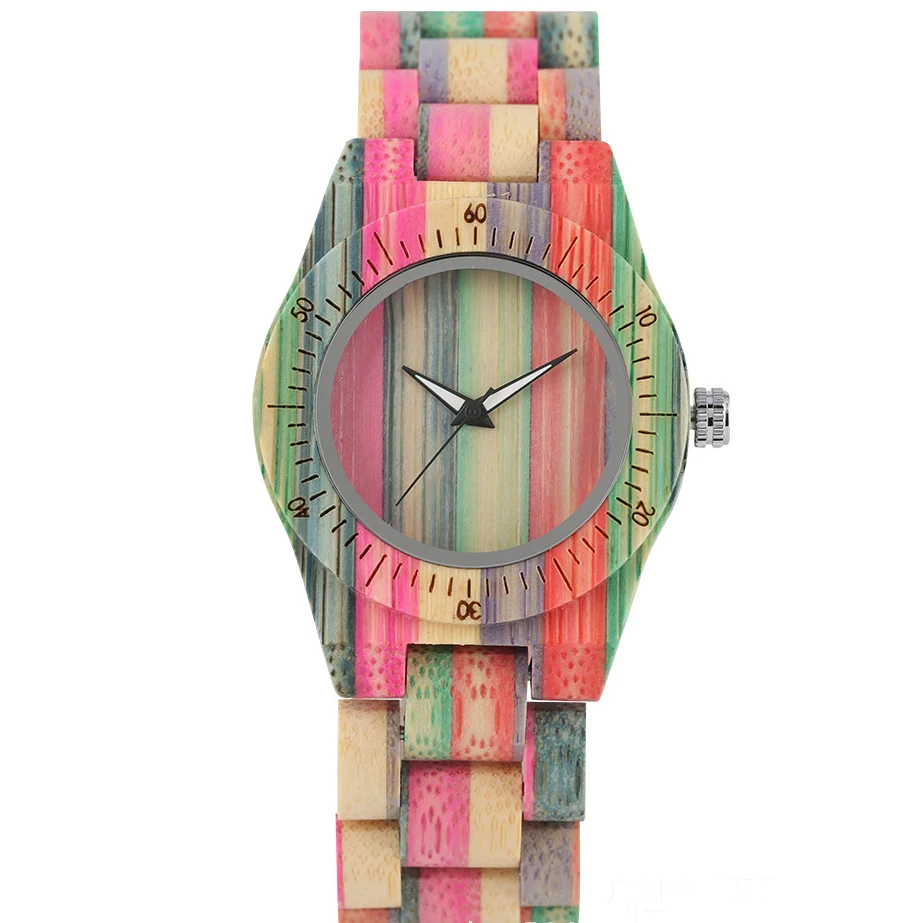 

Colorful Bamboo Ladies Watch Simple Wood Women Watch Quartz Wooden Watches For Small Wrists