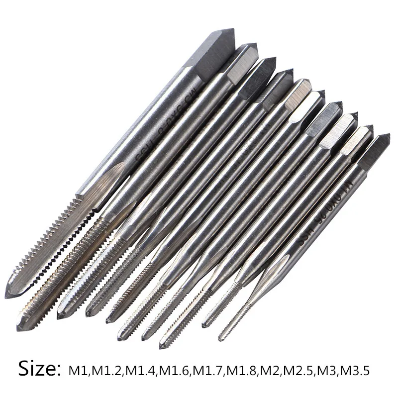 
10pcs HSS6542 high speed steel material mini M1 to M3.5 machine hand tap thread wire tapping threading taps 