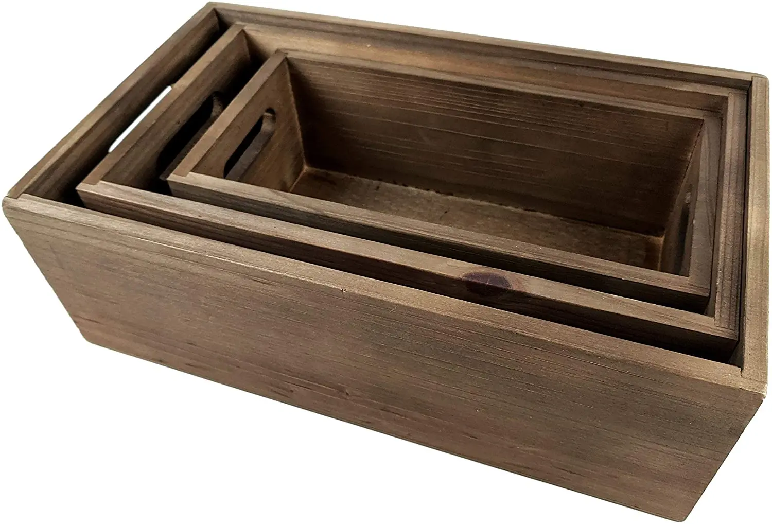 Nesting Wooden Crates Set Of 3 Decorative Craft Crates Real Fir Wood