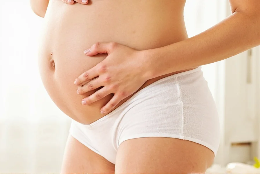 Pregnant woman drinking ginger tea with lemon slice and fresh ginger on a kitchen counter