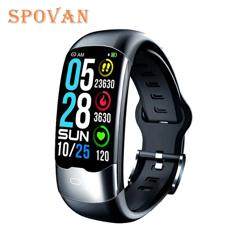 

Spovan Waterproof CE RoHS OEM ECG PPG Men Women Smart Watch Band Blood Pressure&Oxygen HRV Monitor Android Sport Smartwatch, Black, blue and red
