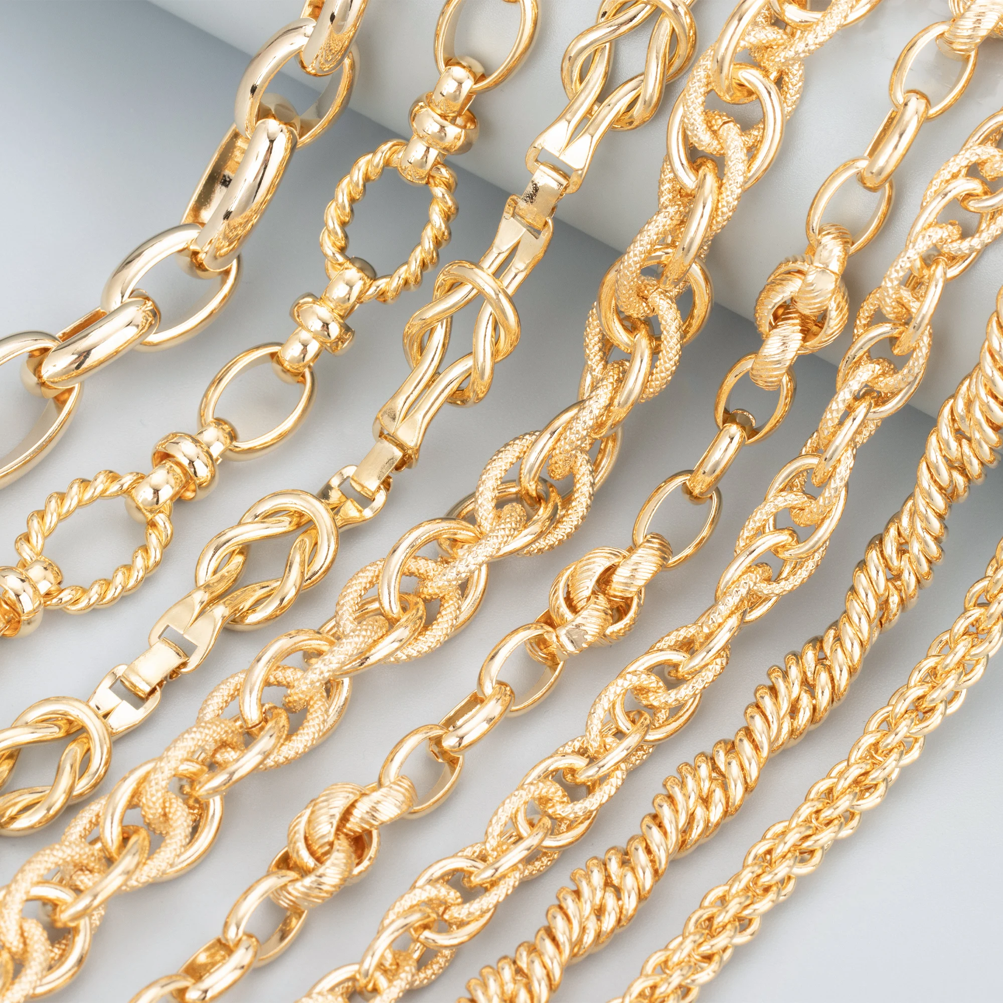 C172  1m/lot Punk Hip Hop Style Metal Thick Chain 18k Gold Platedcopper Diy Necklace Chain Women Jewelry Making Accessories