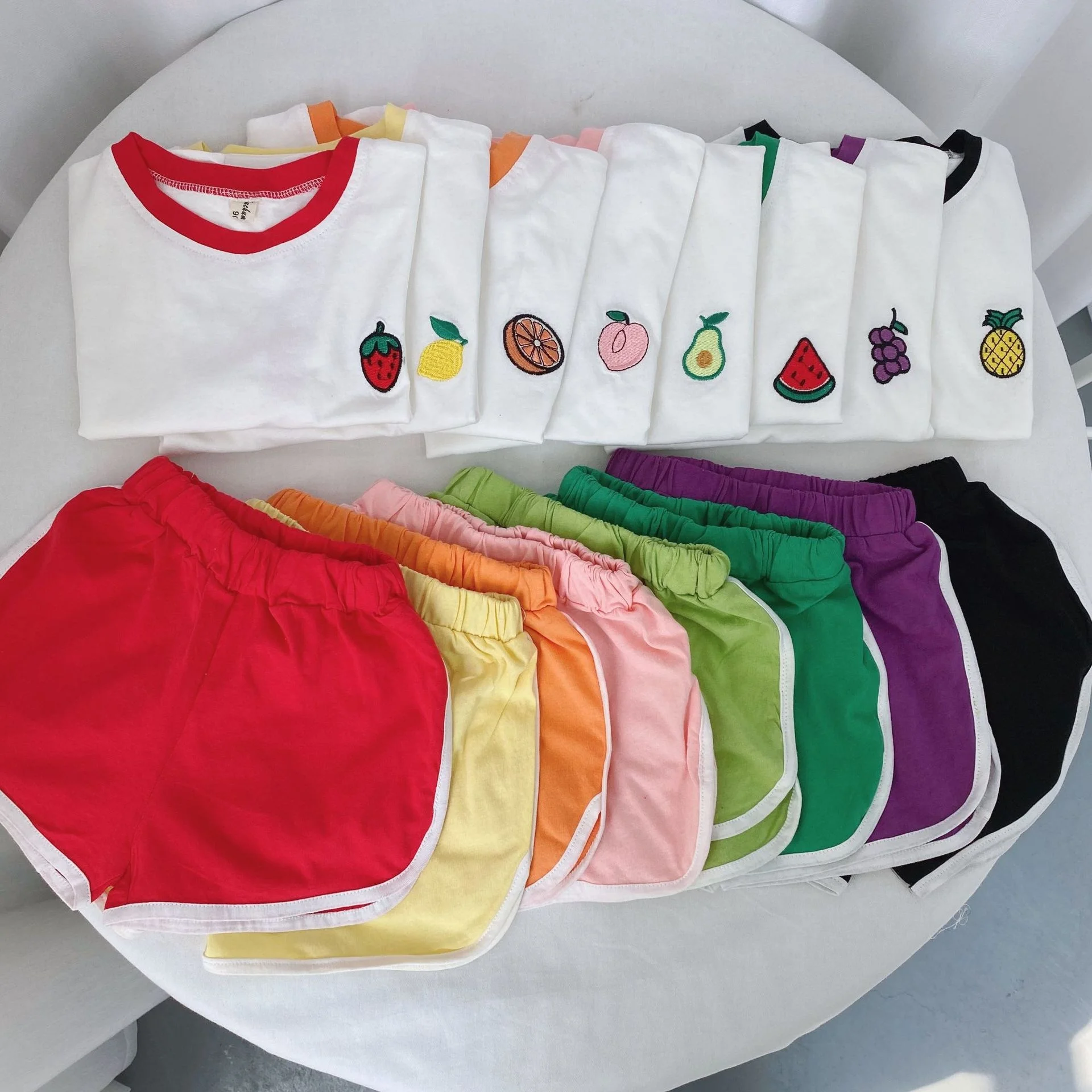 

Infant Kids Clothes Set Cute Fruit Pattern Print Boy Girl Tops T-shirts+shorts Pants Outfits 2pcs Summer Baby Set, As picture