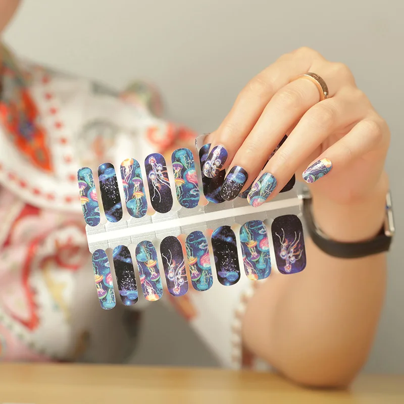 

Jellyfish in the ocean pattern real nail polish strips nail wraps nail stickers, Multi-colored