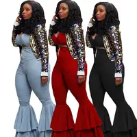 

Plus Size Women Clothing Two Piece Set Tube Top Bell Bottom 2 Piece Set