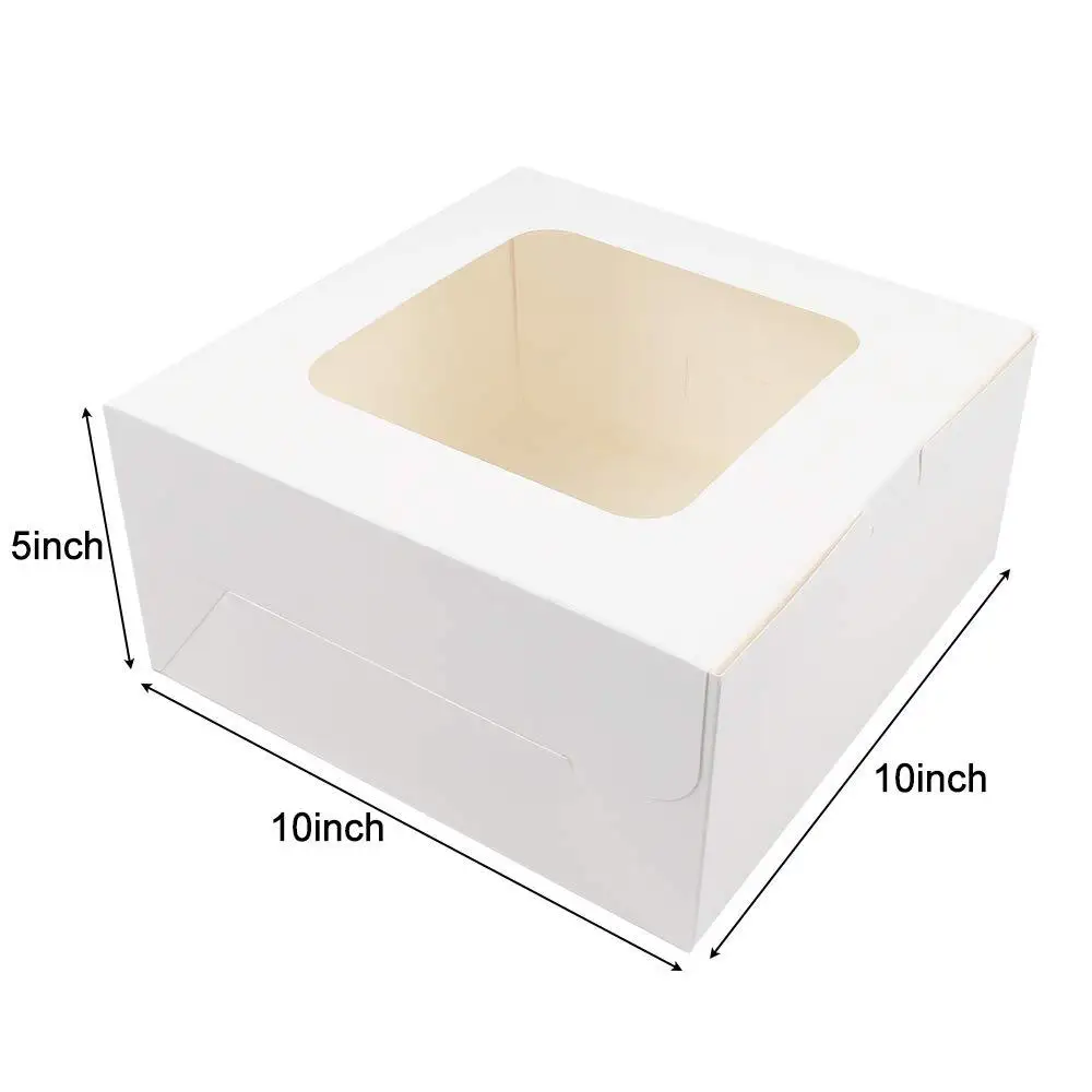 

RTS amazon hot sell paper cookie box cake box with window box for bakery packing with clear window Pastries Cookies Pie