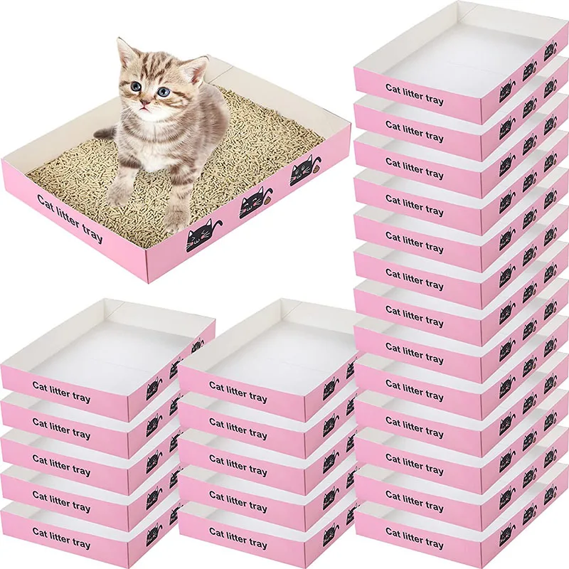 

Portable Disposable Cat Litter Box Foldable Paper Kitty Tray Lightweight Cardboard Box Waterproof Disposable Litter Box for Cats