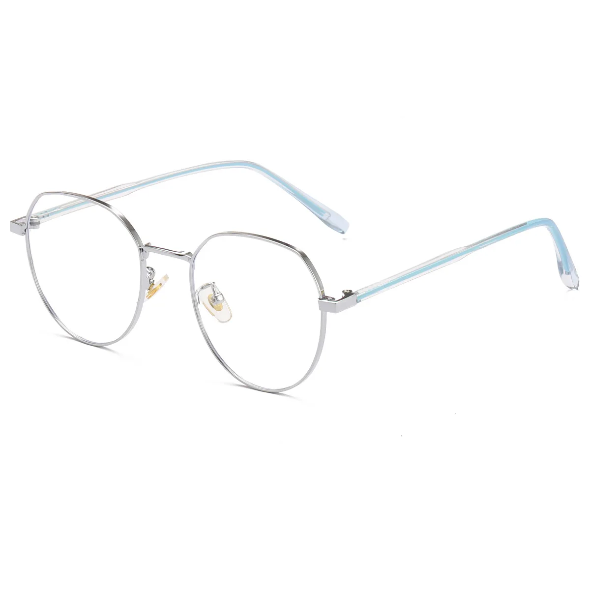 

Lmamba 2021 polygonal eye glasses frame anti-blue light glasses retro metal frame glasses can be equipped with myopia