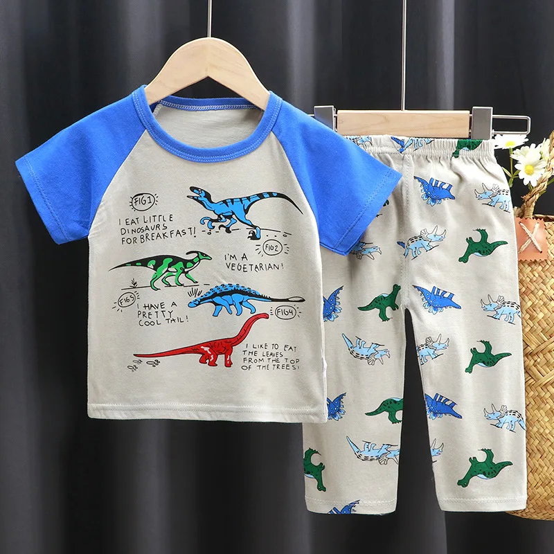 

Children's clothing summer short-sleeved trousers combination cotton underwear suit boys and girls short-sleeved t-shirt, Picture shows