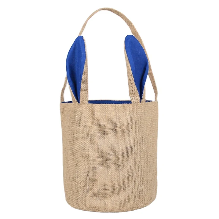 

In stock eco-friendly round botton jute tote bag,easter bunny bag,linen bag