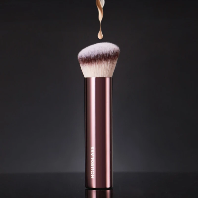 HOURGLASS Rose Gold Seamless Finish Foundation Kabuki Brush Soft Synthetic Fiber Metal Handle Oblique Head Blush Contour Powder