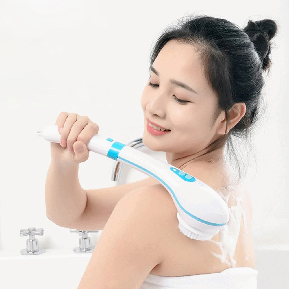 

Long Handle 5 in 1 Waterproof Exfoliation Massage Rotating Electric Facial and Body Cleansing Bath Brush