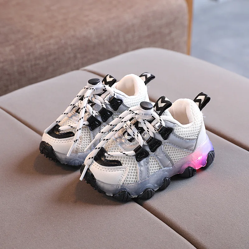 

Girls Sports Running Mesh Sneakers Boys Kid Sneaker Lowest Prices Fast Delivery Toddlers Shoes Led Lights Lighted Shoes, As shown