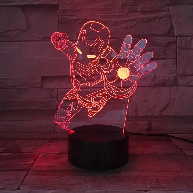 3D Kids Night Lamp Superhero Captain America Hulk Black Panther Ironman LED Night Light for Child