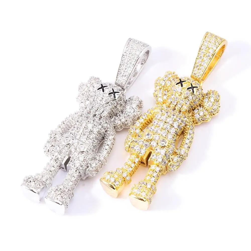 

New Pendant Necklace Cubic Zircon hip hop jewelry party gift, Gold/silver