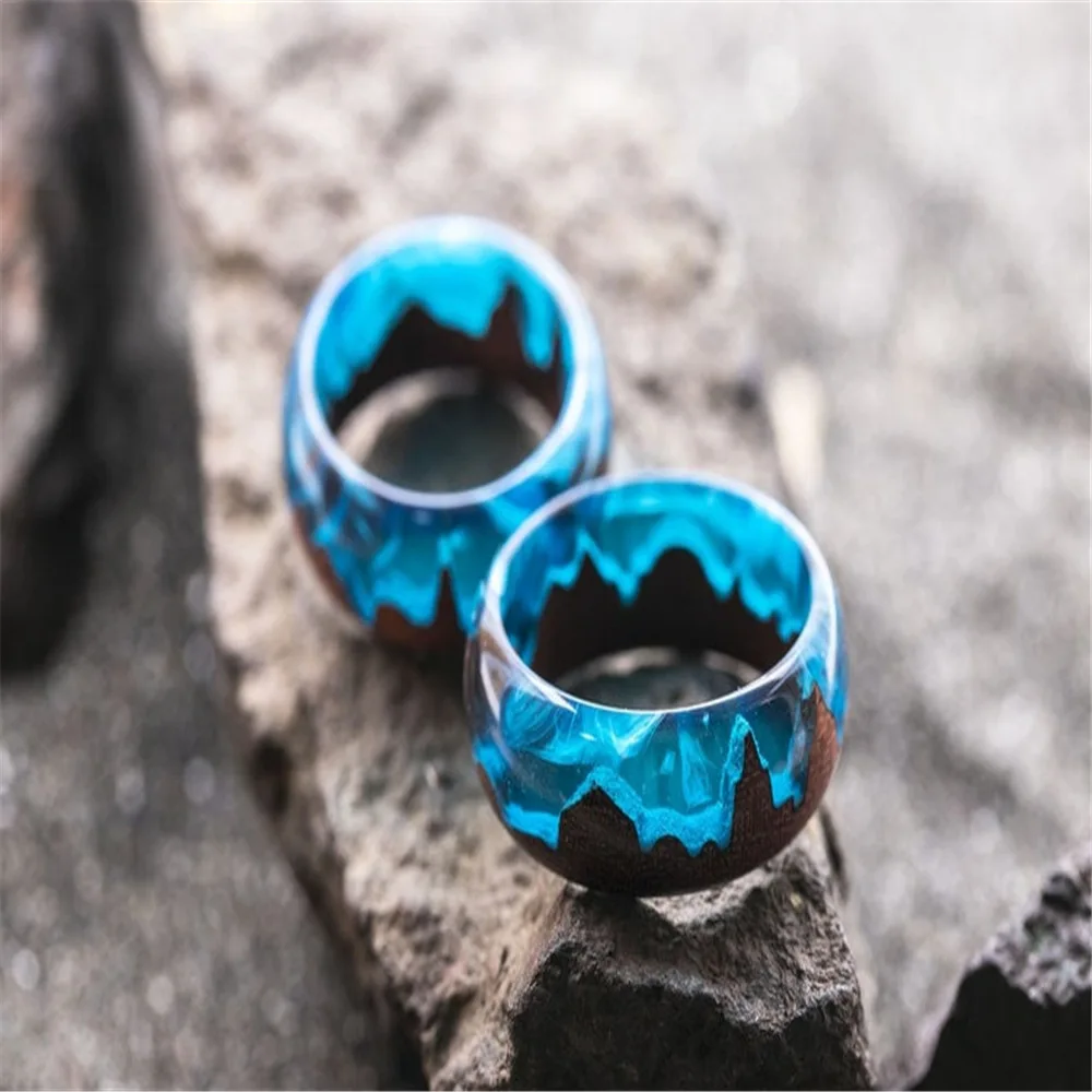 

2021 New Arrival Creative Resin Luminous Secret Forest Band Rings Fashion Glowing In The Dark Band Rings, Colorful