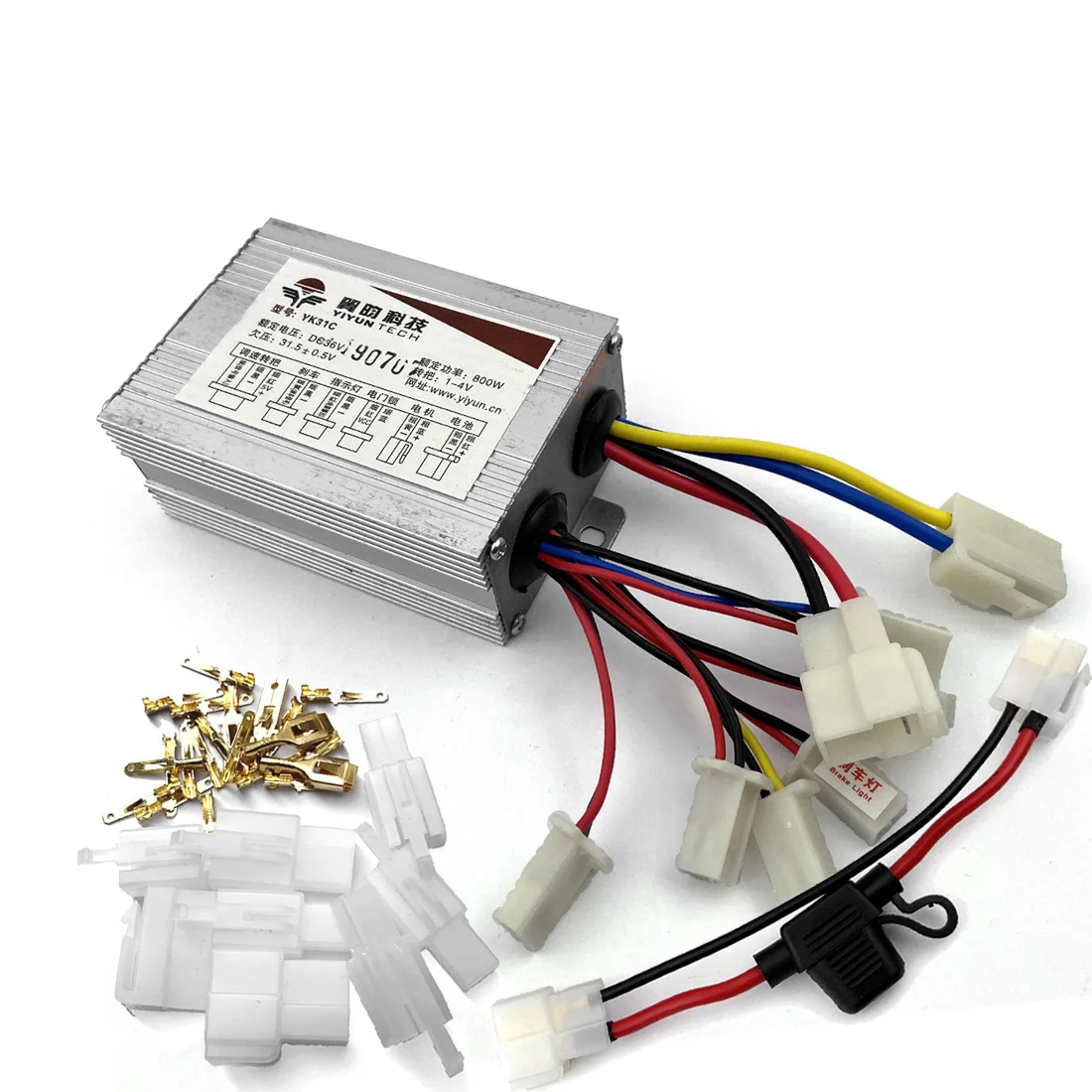 

800W Controller With 30A Fuse Socket And Terminal Connectors For Electric Motorbike Brush Motor