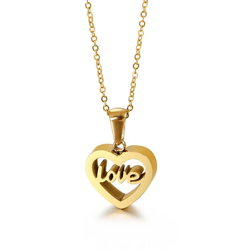 

New Product Fashion Heart Pendant Minimalist Style 316L Stainless Steel Inlay Love Design Pendant Necklaces, Silver,gold,rose gold