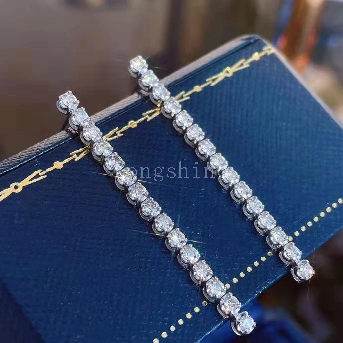 

Longshine Delicate Luxury Design 18k Shining Diamond White Drop Earring For Women