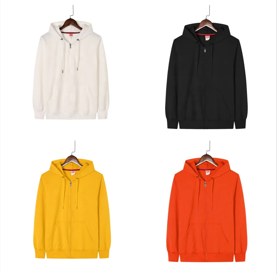 

HONGNUO zipper cardigan hoodie men's long sleeve casual solid color hooded circle coat printed logo, Picture shows