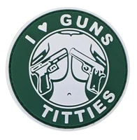 

I Love Guns and Titties 2019 New Funny Military Army Hook and Loop Airsoft Tactical Guns Patch 3D PVC Rubber