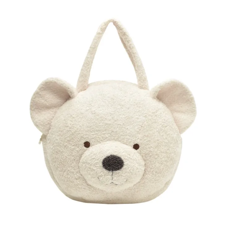 

hot selling fluffy adorable white stuffed bear head plush backpack