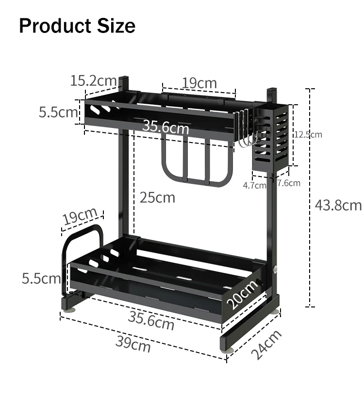 Stainless Steel Black Kitchen Table Top Double Seasoning Rack Buy