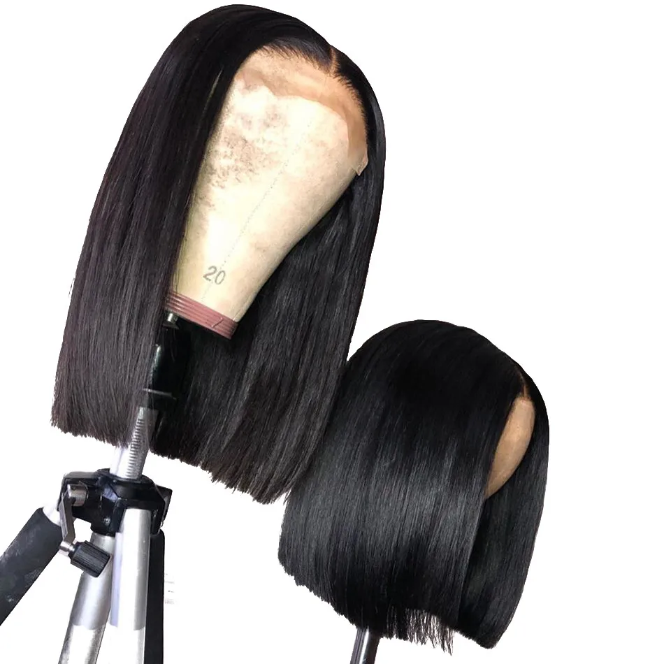 

Bob straight hd 4*4 lace front wig 100% human hair virgin peruvian silky straight wigs for black women straight lace front wig