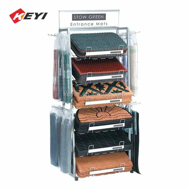 Custom Durable Metal Door Mat Display Stand / Carpet Sample Display