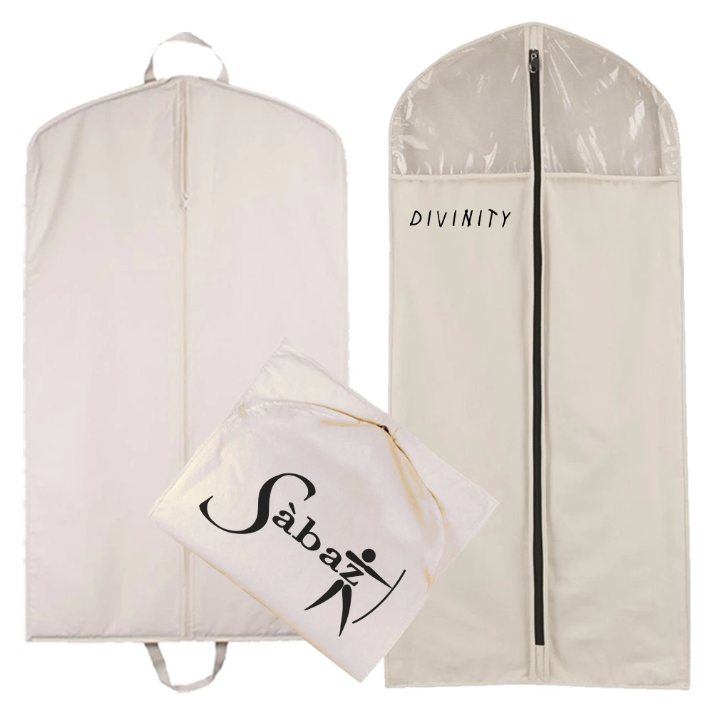 

Hot Sale Eco-friendly Travel Suit Cover Biodegradable Cotton Garment Bags, Customized white ,black
