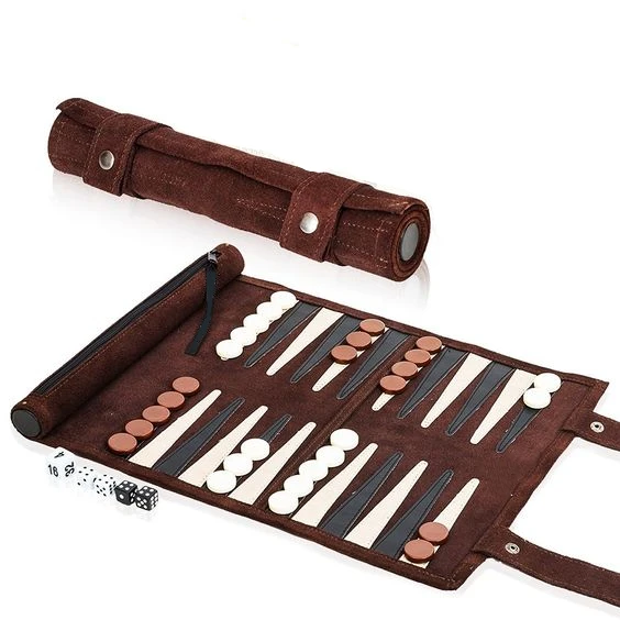 

leather backgammon roll set