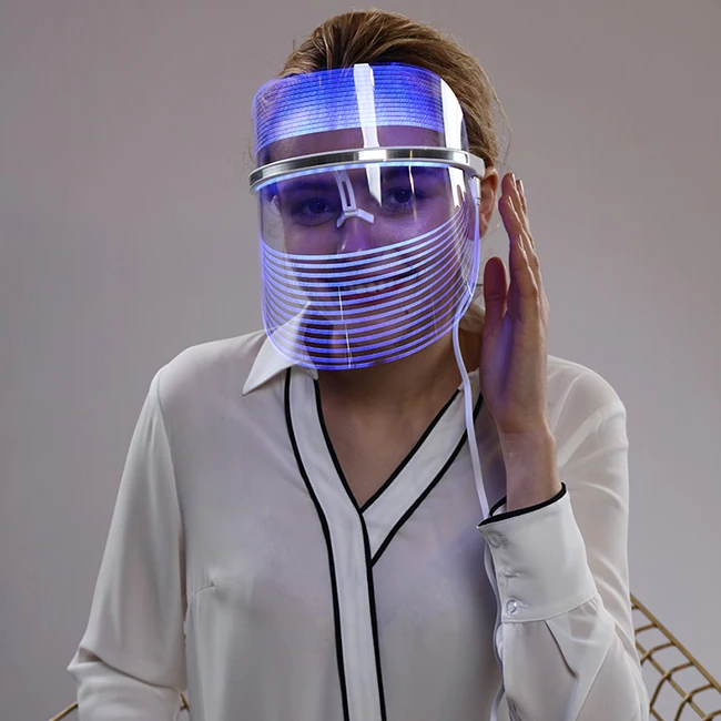 

3 Colors Led Rechargeable Skin Care Beauty Mask Pdt Led Facial Machine Light Up Therapy Led Face Mask, White