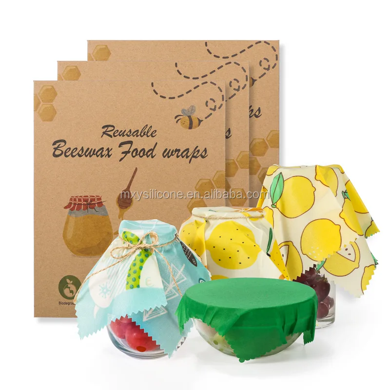 Reusable eco friendly natural beeswax food wrap cotton fabric